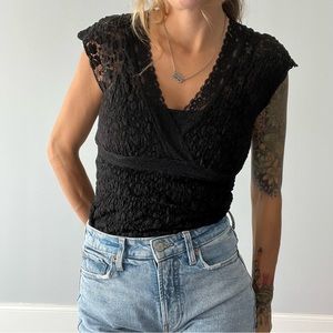 Black Lace Y2K Stretch Top